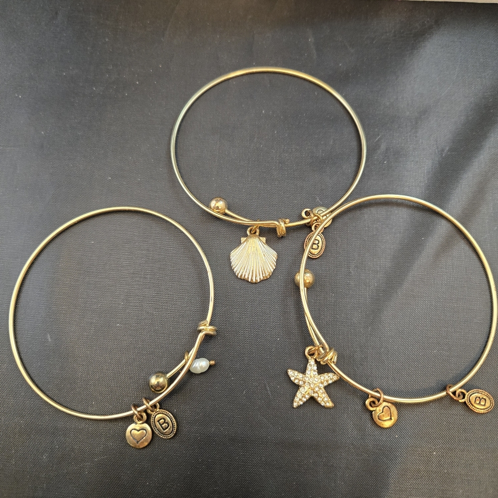 Bella Perlina Gold Tone Charm Bracelet Set Of 3 Bracelets, Nautical